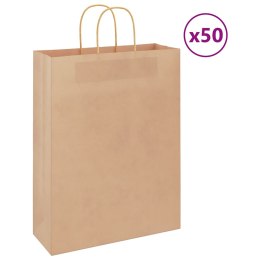 TORBA PAPIEROWA PROMOCYJNA NA PREZENT 50 SZT. BRĄZOWE 32X12X42CM