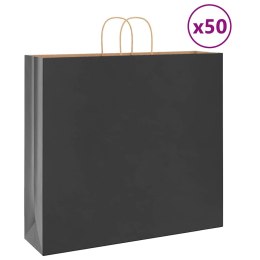 VidaXL Torby papierowe 50 szt. z uchwytami Czarne 54x15x49 cm