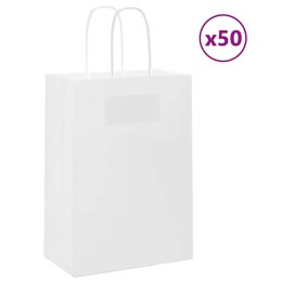 TORBA PAPIEROWA PROMOCYJNA NA PREZENT 50 SZT. BIAŁE 15X8X21CM