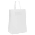 TORBA PAPIEROWA PROMOCYJNA NA PREZENT 50 SZT. BIAŁE 15X8X21CM