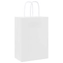 TORBA PAPIEROWA PROMOCYJNA NA PREZENT 50 SZT. BIAŁE 15X8X21CM