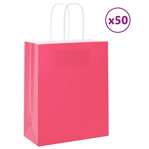 TORBA PAPIEROWA PROMOCYJNA NA PREZENT 50 SZT. RÓŻOWE 18X8X22CM