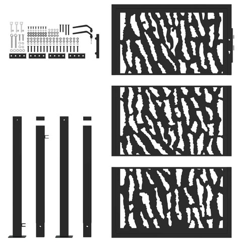 BRAMA OGRODOWA CZARNA 105X155CM STALOWA KONSTRUKCJA