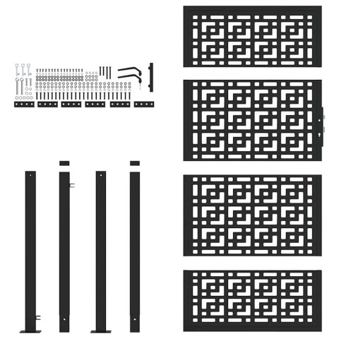 BRAMA OGRODOWA CZARNA 105X180CM STALOWY WZÓR KRZYŻA