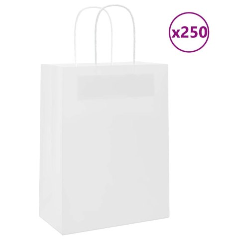 TORBA PAPIEROWA PROMOCYJNA NA PREZENT 250 SZT. BIAŁE 21X11X28CM