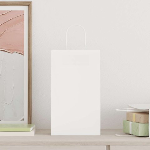 TORBY PAPIEROWE 250 SZT. Z UCHWYTAMI BIAŁE 21X11X36CM