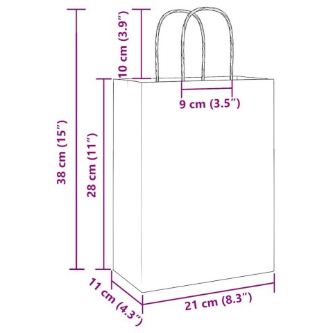 TORBA PAPIEROWA PROMOCYJNA NA PREZENT 50 SZT. BIAŁE 21X11X28CM