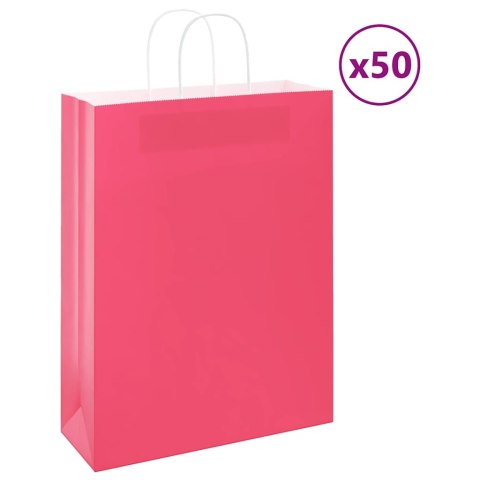 TORBA PAPIEROWA PROMOCYJNA NA PREZENT 50 SZT. RÓŻOWE 32X12X42CM