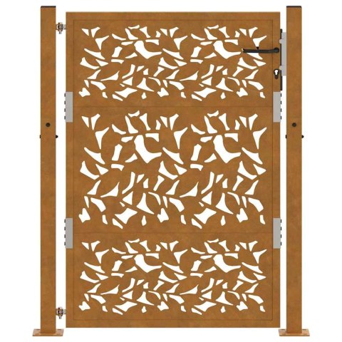 BRAMA OGRODOWA 105X130CM STAL NIERDZEWNA WZÓR LIŚCIA