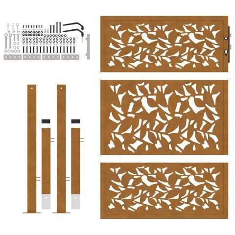 BRAMA OGRODOWA 105X130CM STAL NIERDZEWNA WZÓR LIŚCIA