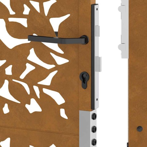 BRAMA OGRODOWA 105X130CM STAL NIERDZEWNA WZÓR LIŚCIA