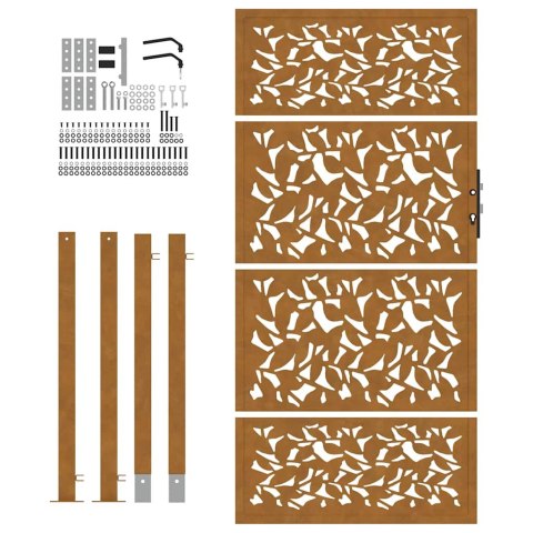 BRAMA OGRODOWA 105X180CM STAL NIERDZEWNA WZÓR LIŚCIA