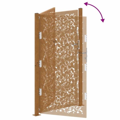 BRAMA OGRODOWA 105X180CM STAL NIERDZEWNA WZÓR LIŚCIA