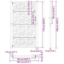 BRAMA OGRODOWA 105X180CM STAL NIERDZEWNA WZÓR LIŚCIA
