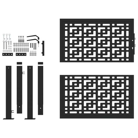 BRAMA OGRODOWA CZARNA 105X105CM STALOWY KRZYŻ WZÓR