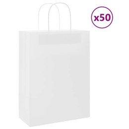 TORBA PAPIEROWA PROMOCYJNA NA PREZENT 50 SZT. BIAŁE 26X12X35CM