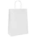 TORBA PAPIEROWA PROMOCYJNA NA PREZENT 50 SZT. BIAŁE 26X12X35CM