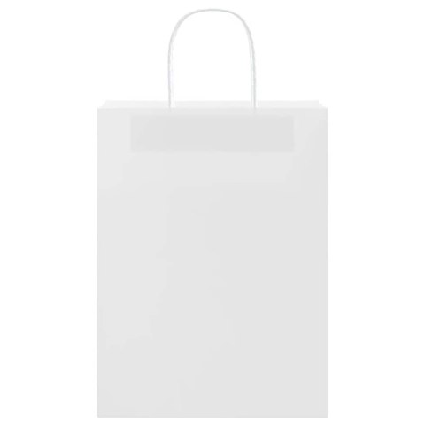 TORBA PAPIEROWA PROMOCYJNA NA PREZENT 50 SZT. BIAŁE 26X12X35CM