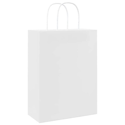 TORBA PAPIEROWA PROMOCYJNA NA PREZENT 50 SZT. BIAŁE 26X12X35CM