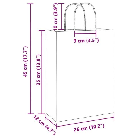 TORBA PAPIEROWA PROMOCYJNA NA PREZENT 50 SZT. BIAŁE 26X12X35CM