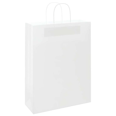 TORBA PAPIEROWA PROMOCYJNA NA PREZENT 50 SZT. BIAŁE 32X12X42CM