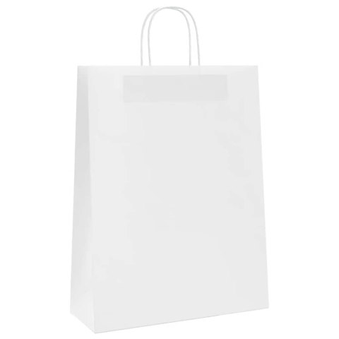 TORBA PAPIEROWA PROMOCYJNA NA PREZENT 50 SZT. BIAŁE 32X12X42CM