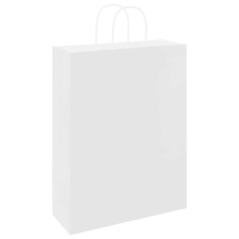TORBA PAPIEROWA PROMOCYJNA NA PREZENT 50 SZT. BIAŁE 32X12X42CM