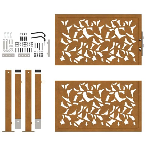 BRAMA OGRODOWA 105X105CM STAL NIERDZEWNA WZÓR LIŚCIA