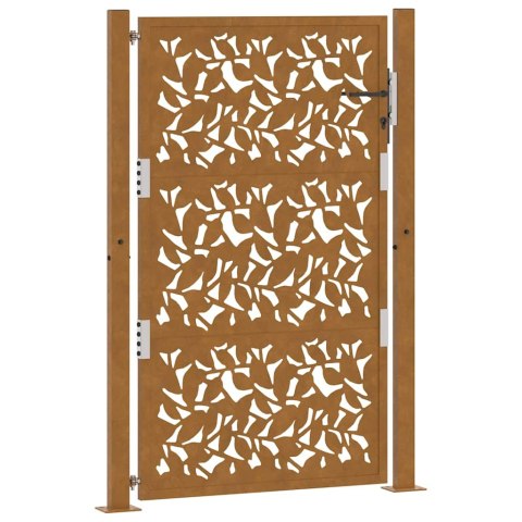 BRAMA OGRODOWA 105X155CM STAL NIERDZEWNA WZÓR LIŚCIA