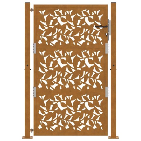 BRAMA OGRODOWA 105X155CM STAL NIERDZEWNA WZÓR LIŚCIA