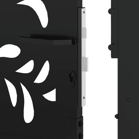 BRAMA OGRODOWA CZARNA 105X180CM STALOWA WZÓR FALI