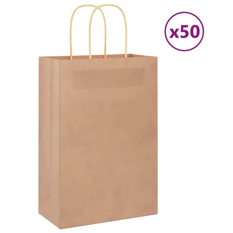 TORBA PAPIEROWA PROMOCYJNA NA PREZENT 50 SZT. BRĄZOWE 21X11X31CM