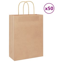 TORBA PAPIEROWA PROMOCYJNA NA PREZENT 50 SZT. BRĄZOWE 26X12X35CM