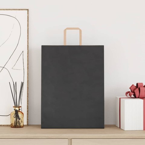 TORBY PAPIEROWE 250 SZT. Z UCHWYTAMI CZARNE 32X12X42CM