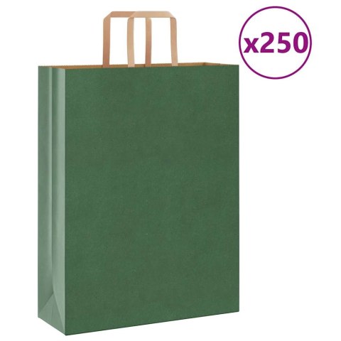 TORBY PAPIEROWE 250 SZT. Z UCHWYTAMI ZIELONE 32X12X42CM