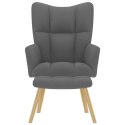 FOTEL Z PODNÓŻKIEM CIEMNOSZARA OBITY TKANINĄ