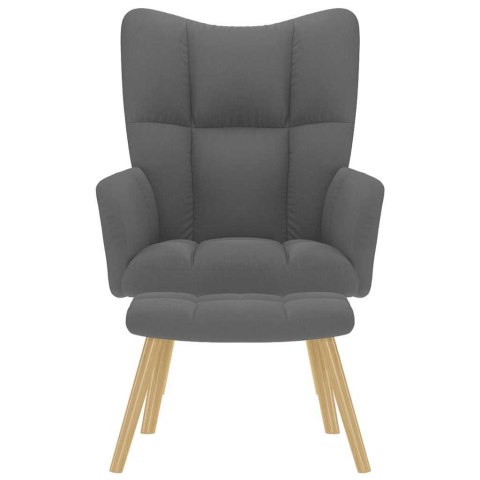 FOTEL Z PODNÓŻKIEM CIEMNOSZARA OBITY TKANINĄ