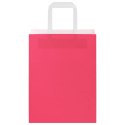 TORBY PAPIEROWE 250 SZT. Z UCHWYTAMI RÓŻOWE 21X11X28CM