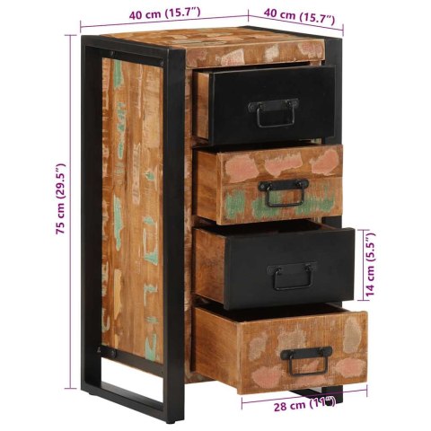 KOMODA WIELOKOLOROWA 40X40X90CM LITE DREWNO Z ODZYSKU