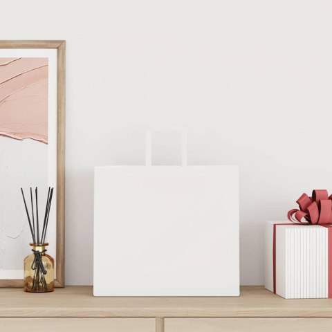 TORBY PAPIEROWE 50 SZT. Z UCHWYTAMI BIAŁE 32X22X28CM