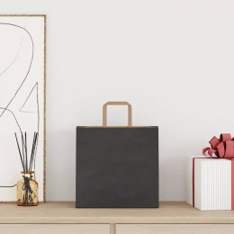TORBY PAPIEROWE 250 SZT. Z UCHWYTAMI CZARNE 26X17X25CM