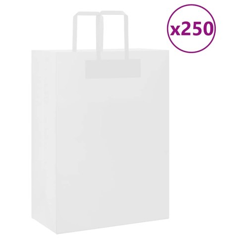 TORBY PAPIEROWE 250 SZT. Z UCHWYTAMI BIAŁE 32X17X44CM