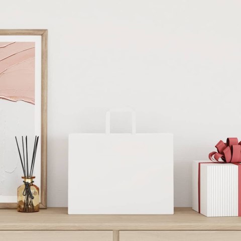 TORBY PAPIEROWE 50 SZT. Z UCHWYTAMI BIAŁE 32X17X25CM