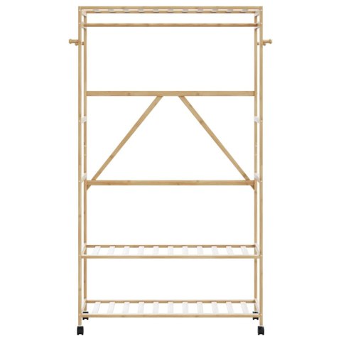 WIESZAK NA UBRANIA Z PÓŁKAMI I KÓŁKAMI 110X40X180CM