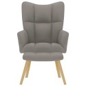 FOTEL Z PODNÓŻKIEM KOLOR TAUPE OBITA TKANINĄ