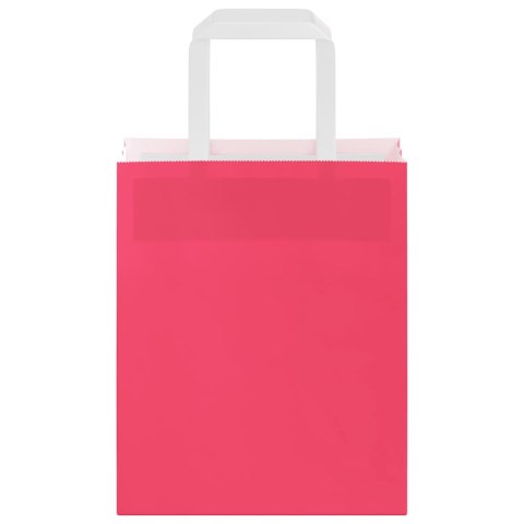 TORBY PAPIEROWE 250 SZT. Z UCHWYTAMI RÓŻOWE 18X8X22CM