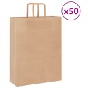 TORBY PAPIEROWE 50 SZT. Z UCHWYTAMI BRĄZOWE 32X12X42CM