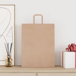 TORBY PAPIEROWE 50 SZT. Z UCHWYTAMI BRĄZOWE 32X12X42CM
