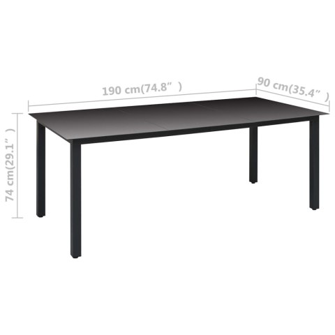 7-CZĘŚCIOWY ZESTAW MEBLI OGRODOWYCH CZARNY