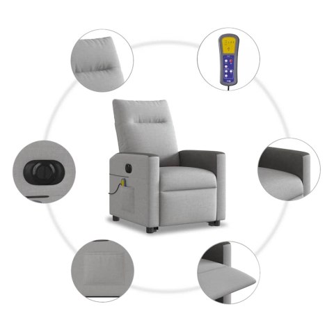 PODNOSZONY FOTEL MASUJĄCY ELEKTRYCZNY ROZKŁADANY SZARY